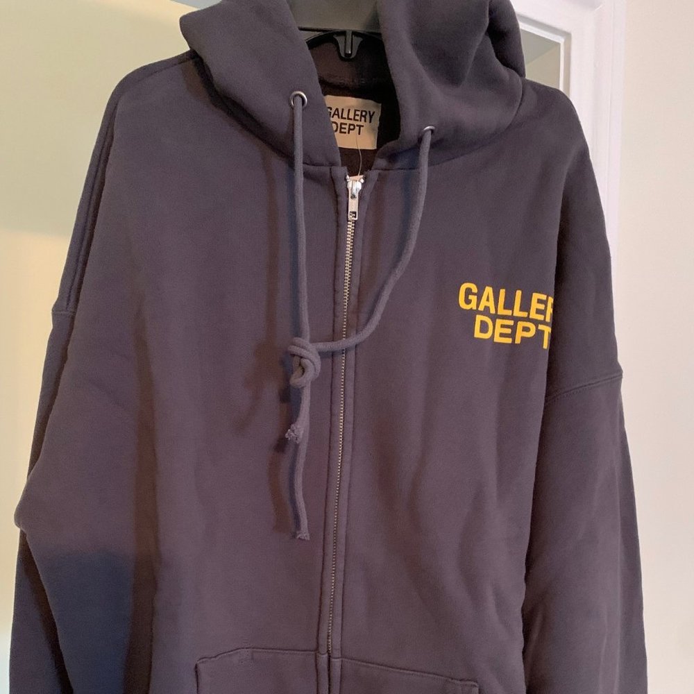 Gallery Dept Gray Hoodie with Yellow Logo
